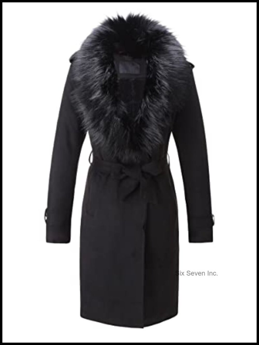 Faux Suede Fleece Lined Trench Coat Faux Fur Collar Belted